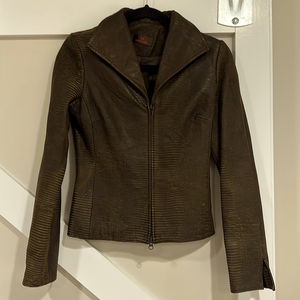 Women’s Slim Fit Brown Leather Jacket by Danier Leather.  Petite size US‎ 0-2